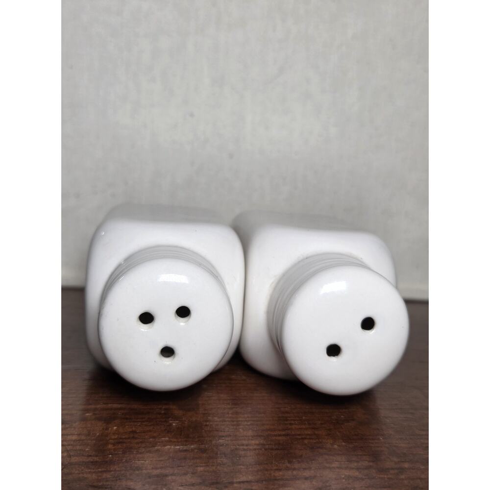 Modern Farmhouse Style Ceramic Salt and Pepper Shakers White Large Font S P - Picture 4 of 5